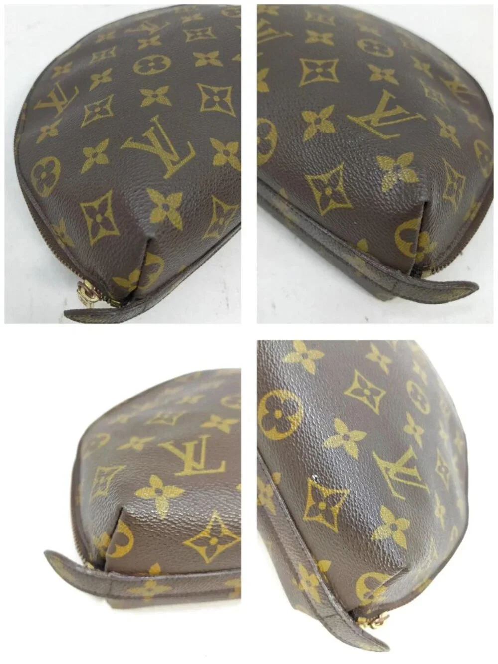 Authentic Louis Vuitton Monogram Demi Ronde Cosmetic Pouch Brown Canvas Luxury